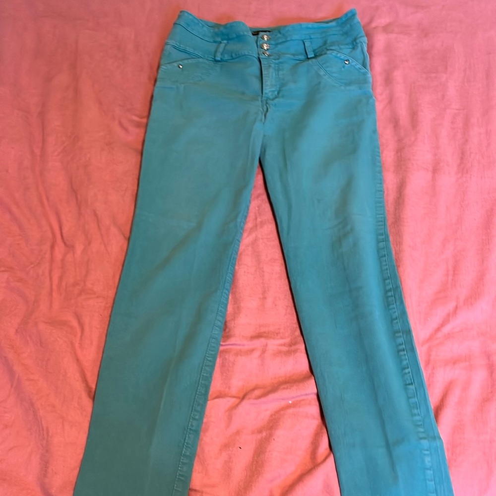 Turquoise jeans